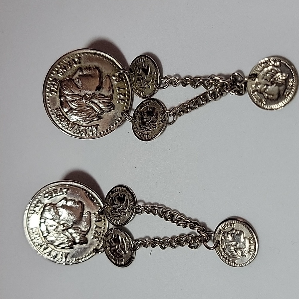 Silver-Tone Coin Drop Earrings - Silver